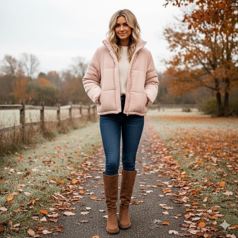 Sadieโ & Sage Corduroy bomber jacket baby pink